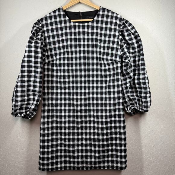 Women's J. Crew Black and White Checkered Shift Dress Size XS - Picture 2 of 8